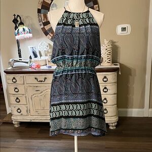 Meghan LA Elegant Paisley Halter Dress